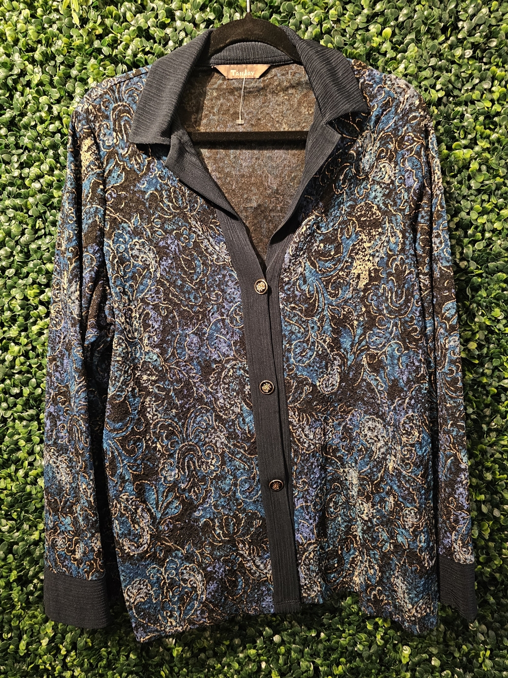 Tanjay Blue & Black Patterned Button-Up Jacket